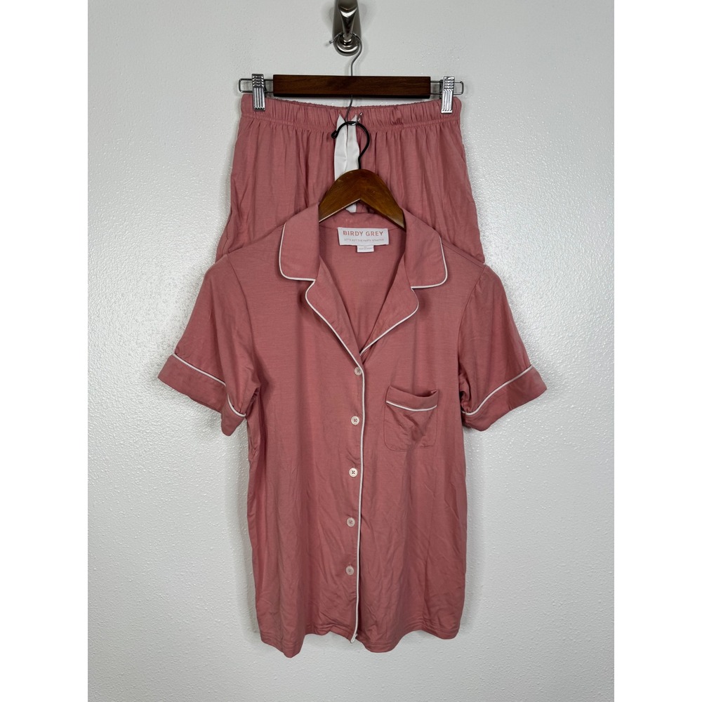 Birdy Grey Dusty Rose Pink Bamboo Pajama Set Short Sleeve Shorts XS 010603